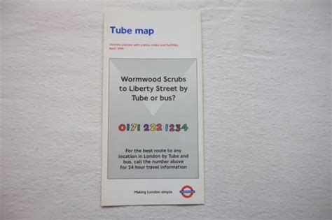 April London Underground Pocket Map Tube Map Wormwood Scrubs