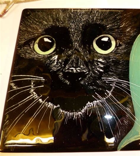 Black Cat Fused Glass Panel Available From My Facebook Page Lynne Day Glass Designs Slumped
