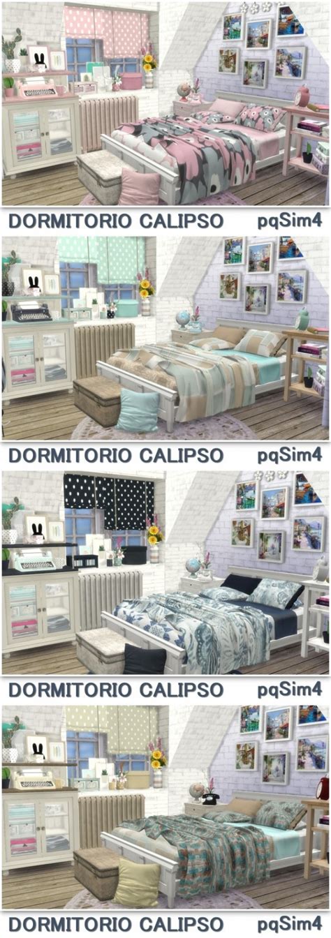 Спальня Dormitorio Calipso By Pqsim4 Мебель для Sims 4 Каталог