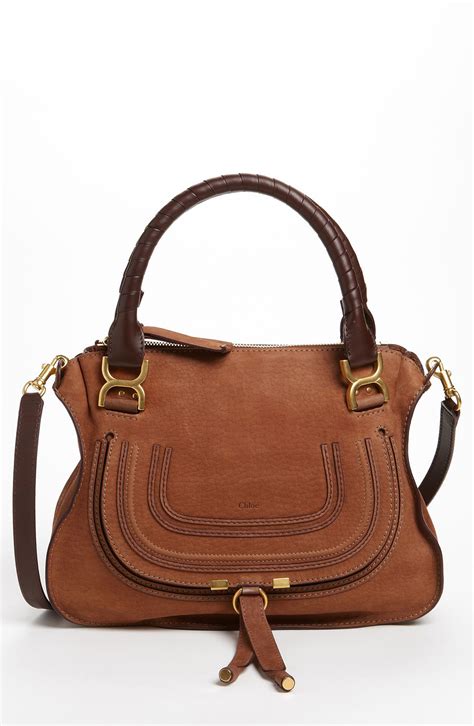 Chloé Marcie Small Nubuck Leather Shoulder Bag In Brown Oak Lyst