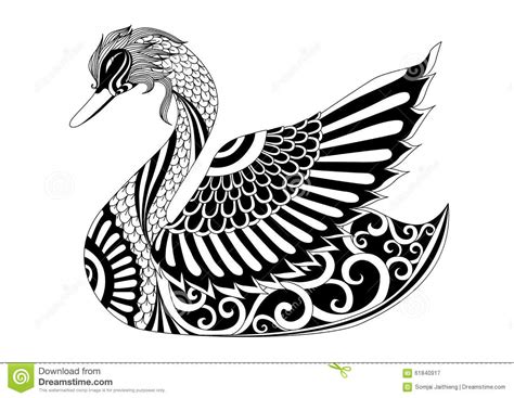 Drawing Zentangle Swan For Coloring Page Shirt Design