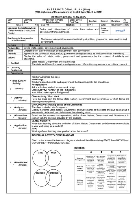 Final DLP DETAILED LESSON PLAN I N S T R U C T I O N A L P L A N