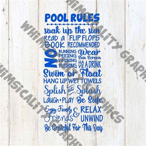 Summer Pool Rules Svg Dxf Png Eps Sublimation Instant Download Etsy