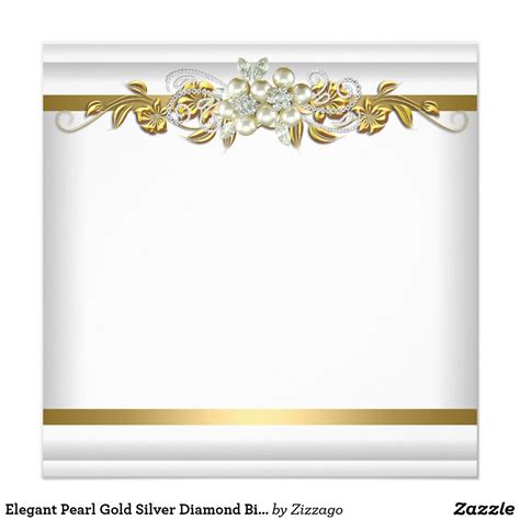 Elegant Pearl Gold Silver Diamond Birthday Party 2 Card Silver Wedding