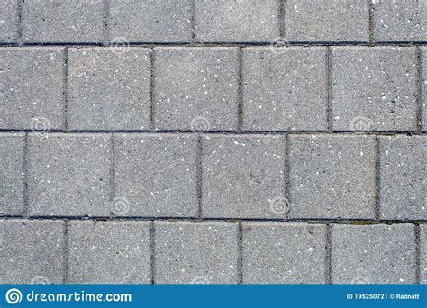 Road Paved With Sidewalk Tiles Texture Of Light Gray Bricks Stock