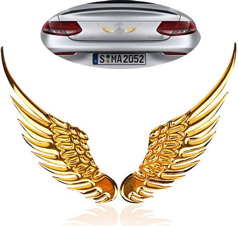 jeseny 2 pieces car 3d angel wings badges decals car big wings metal stereo sticker