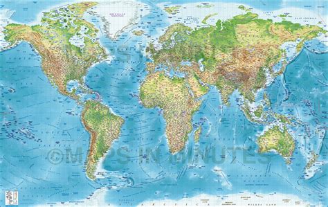 Regular Style Contemporary Canvas World Wall Map 72 X 38