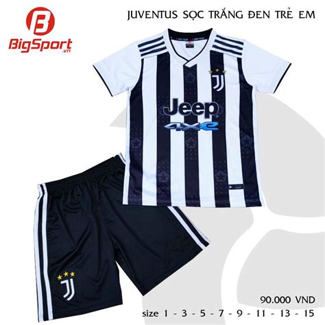 Quần áo Bóng đá Trẻ Em Juventus 2021 2022 Sọc Trắng đen Bigsportvn