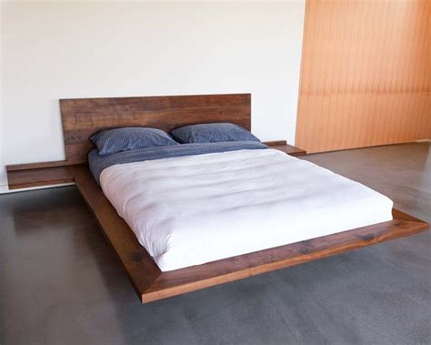 Floating Bed Simple Platform Minimal Queen Bed King Bed Walnut Bed