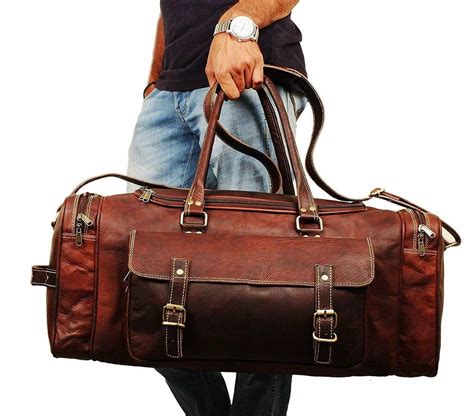 Genuine Leather Traveler Overnight Weekender Duffle Bag Classy