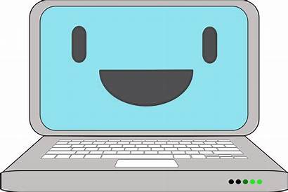 Laptop Clipart Computer Happy Clip Smile Animated