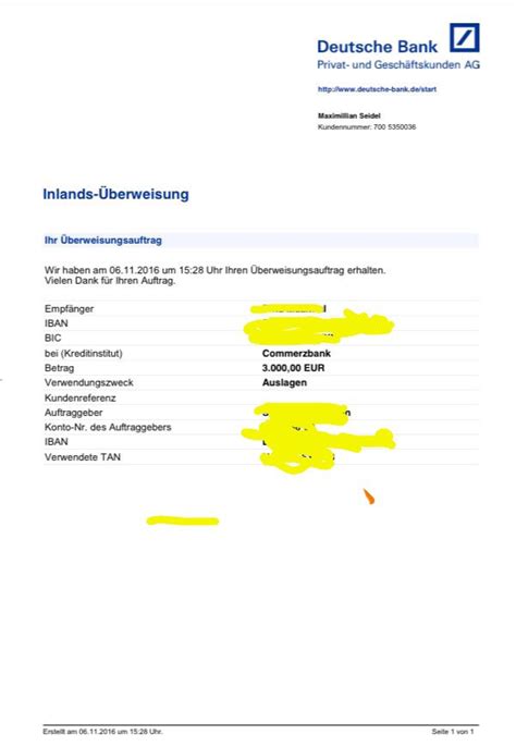 Use your deutsche bank savings or current account to make online purchases and also earn express rewards. Ist das eine Fake Überweisung ? (Geld, Bank)
