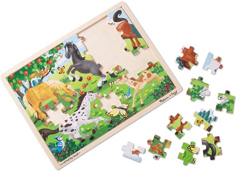 48 Piece Wooden Jigsaw Puzzle Frolicking Horses Melissa And Doug