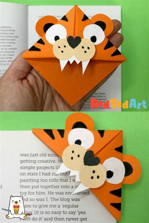 Red Ted Arts Tiger Corner Bookmark Designs Is Super Easy To Make And