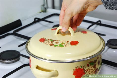 Once the fat is heated, tip in the celery root, spread through the melted fat by gently shaking the pan, return to the oven and cook for 30 minutes until crisp and gold brown. 3 Ways to Cook Celery Root - wikiHow