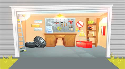 The Interior Of The Garage Workplace Of The Master On Car Repair With Working Tools 343771