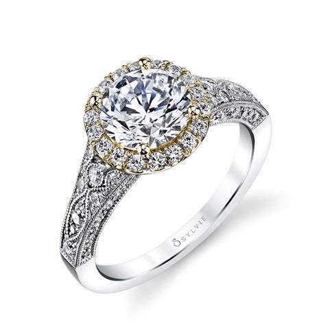 Cheri Vintage Inspired Halo Engagement Ring Sylvie