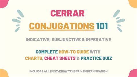 Cerrar Conjugation 101 Conjugate Cerrar In Spanish Tell Me In Spanish