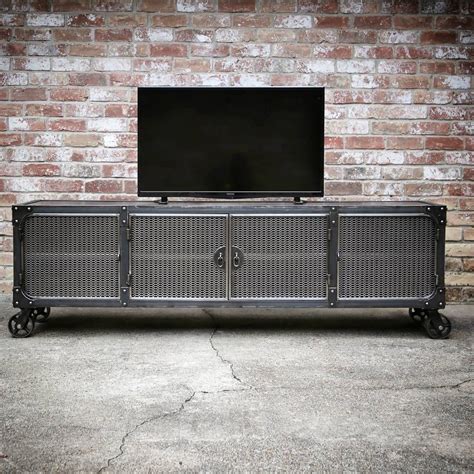 Modern industrial media console, console table, tv stand, entertainment center. Modern Industrial Media Console - The Carnegie all steel ...