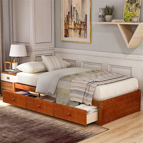 Solid Wood Platform Storage Bed Twin Size Daybed With 3 Etsy
