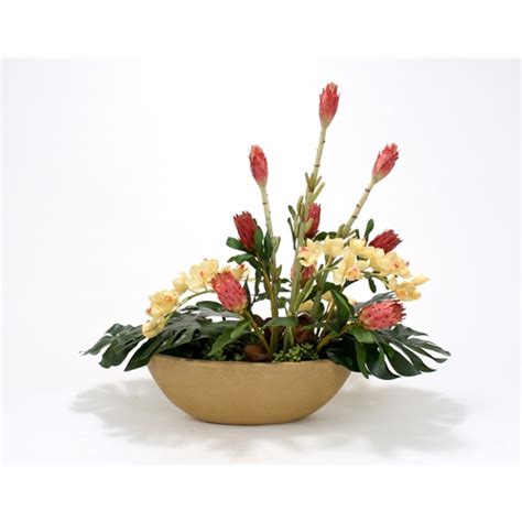 Acquiring and purchasing real tropical flower arrangements are an expensive affair. Tropical Mix Silk Floral Arrangement in Honey Walnut Oval ...