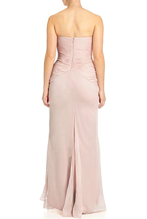 Adrianna Papell Ruffled Chiffon Dress Blush Pink Gown Poshare