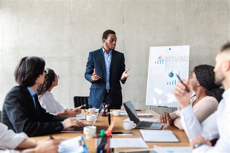 African American Businessman Presenting Business Idea Making