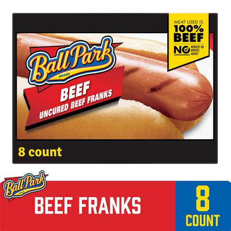Ball Park Beef Hot Dogs Original Length 8 Count