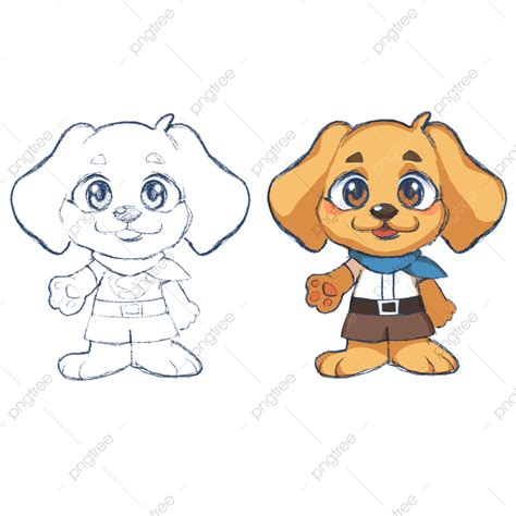 小狗同學卡通可愛手繪 狗狗 可愛 卡通素材圖案，psd和png圖片免費下載