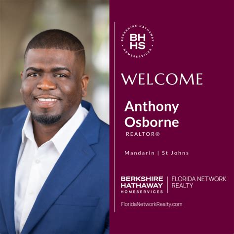 Berkshire Hathaway Homeservices Florida Network Realty Welcomes Anthony Osborne Real Estate