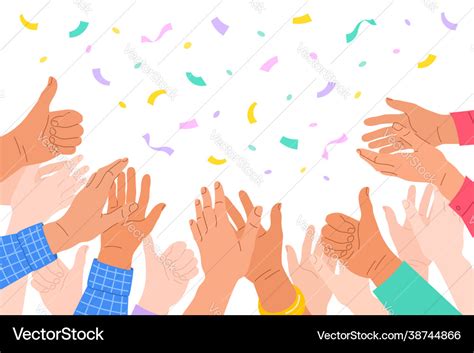 Clapping Hands Crowd Applauds Celebrates Success Vector Image