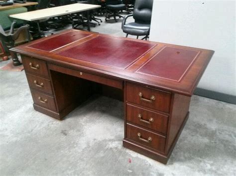 Used Office Desks Kimball Leather Top Traditional Desk