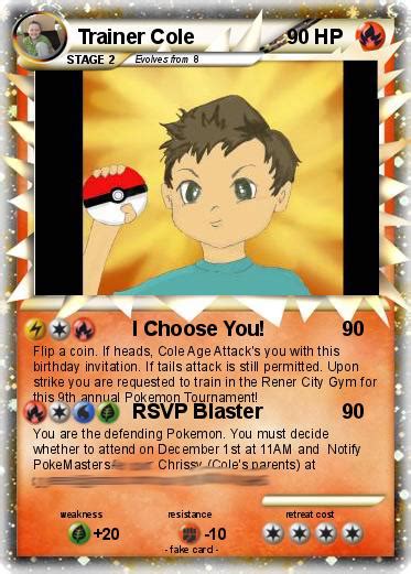 Create your own pokemon card! Colecting Grace : Cole's Pokemon Birthday