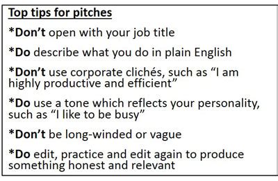 Selling yourself in less than a minute. يعزف البيانو الإسكان سنيزي short pitch about yourself ...