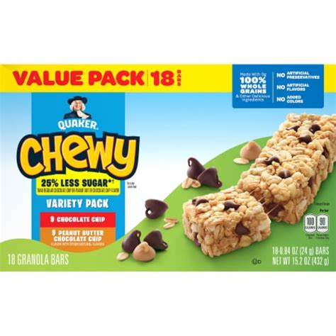 Quaker Chewy Less Sugar Granola Bar Variety Pack 18 Ct 0 84 Oz QFC