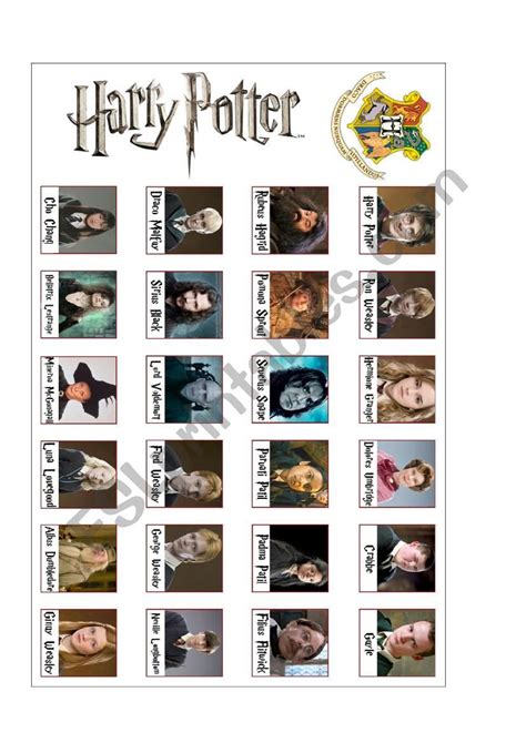 Guess The Character Harry Potter Esl Worksheet By Gabrielaubert