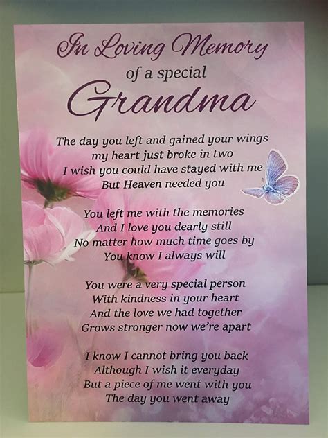 In Loving Memory Of A Special Grandma Grave Card 7 X Etsy