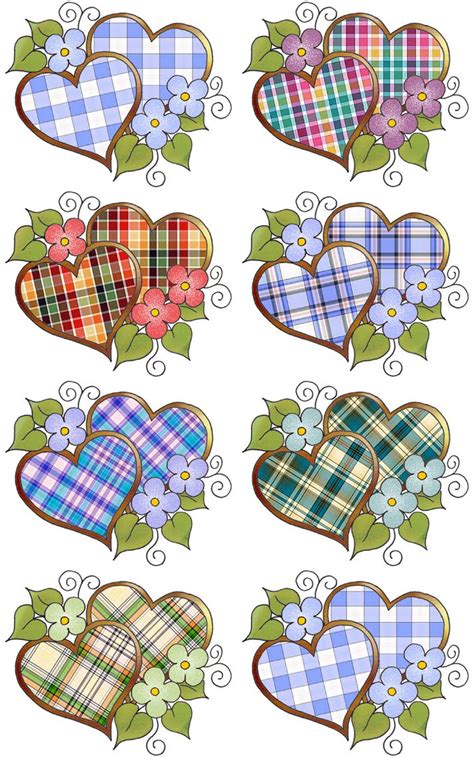 Artbyjean Love Hearts Digital Collage Sheets With Plaid Or Tartan