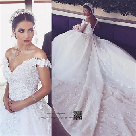 Arabic Bridal Dresses 2017 Off Shoulder Ball Gown Wedding Dresses