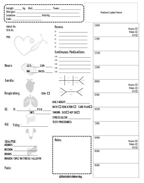 Free Printable Nursing Report Sheet Pdf Printable Form Templates And