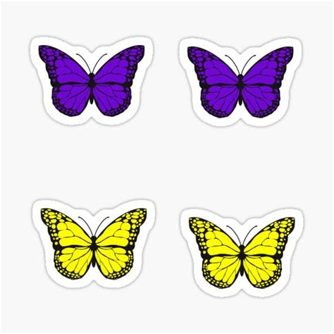 Purple And Yellow Butterflies Sticker For Sale By Sophieromiller