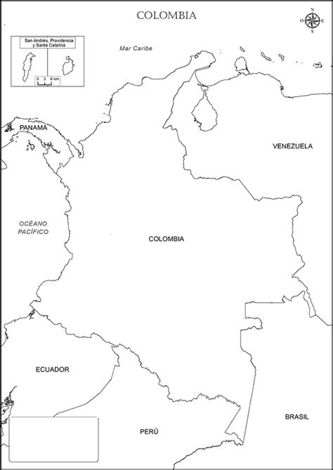 Mapa De Colombia Con Sus Departamentos Y Capitales En Blanco Y Negro