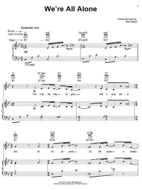 Were All Alone Sheet Music Linda Eder Piano Vocal And Guitar Chords