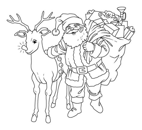 Santa And Reindeer Coloring Pages - Coloring Home