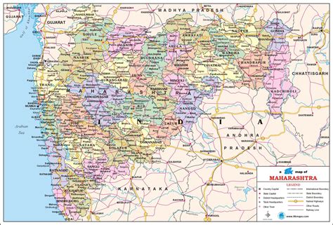 Maharashtra Travel Map Maharashtra State Map With Districts Cities