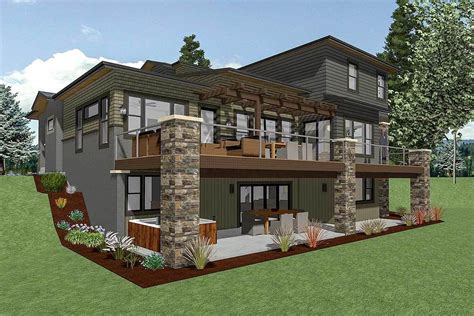Plan 64452sc House Plan For A Rear Sloping Lot Sloping Lot House