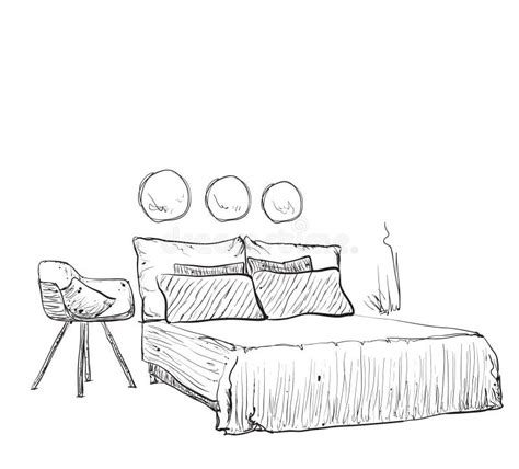 Bedroom Doodles Interior Sketch Stock Vector Illustration Of