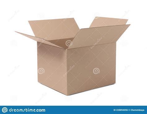 One Open Cardboard Box Isolated On White Stock Photo Image Of