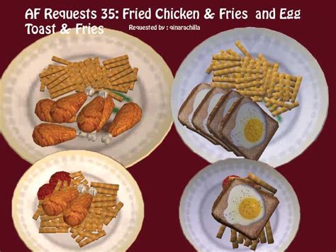 Fries With Egg Toast And Fries With Chicken Sims 4 Kitchen Food