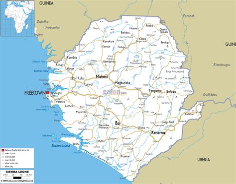 Road Map Of Sierra Leone Ezilon Maps